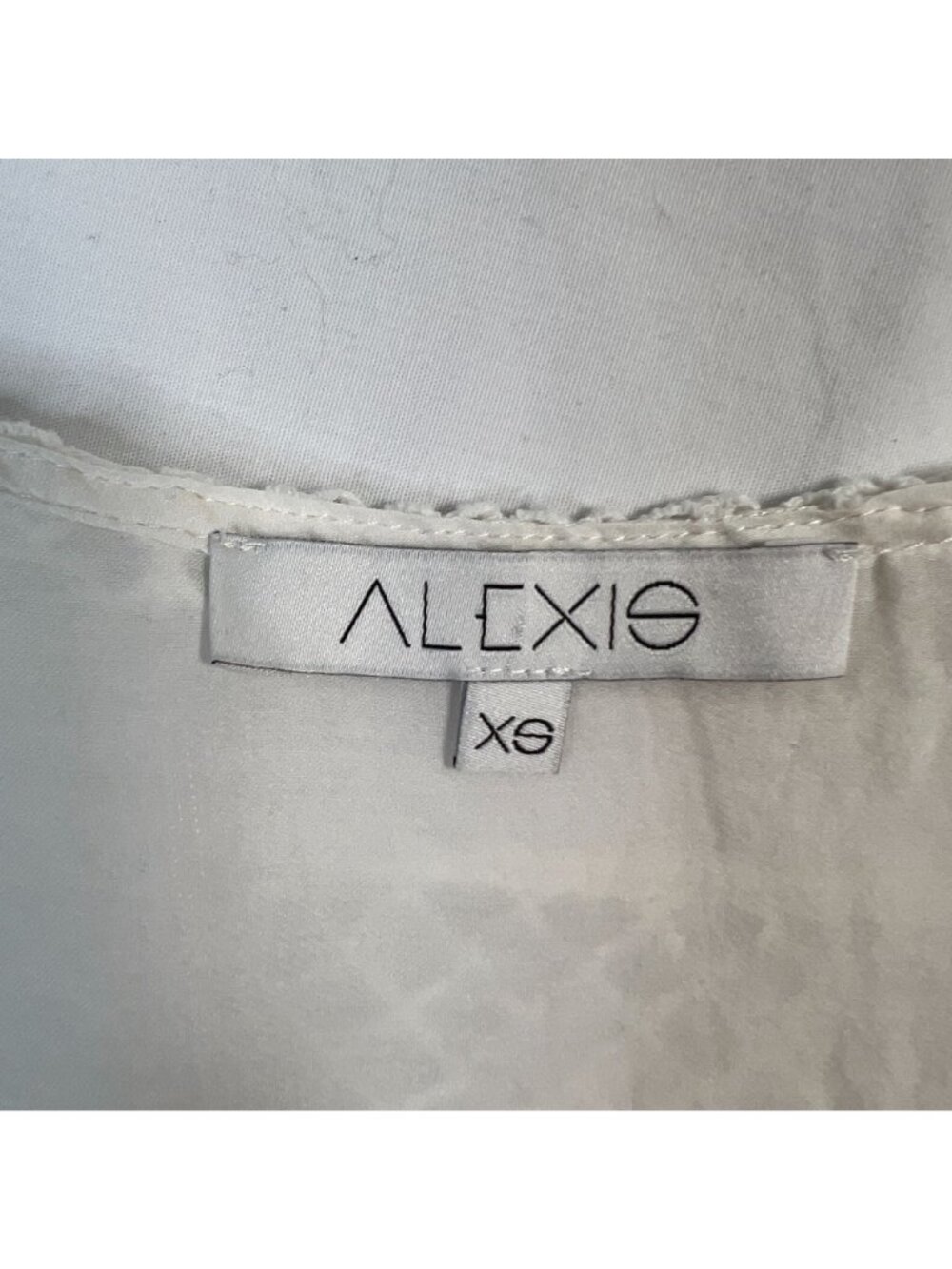 Alexis Lace Mini Dess Boho Bell Sleeve Striped Shift Ivory White  XS - Picture 3 of 11